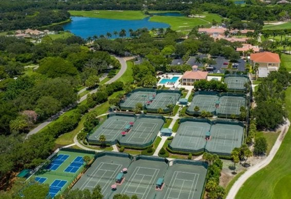 Arial image of tennis courts the oaks
